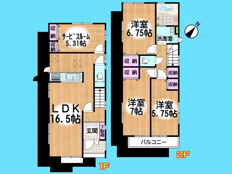 Floor plan. 26,800,000 yen, 4LDK, Land area 95.67 sq m , Building area 92.74 sq m  , Yes Car space ◆  Weekdays, It is possible your visit. Contact us, Free dial  [ 0120-40-4771 ]  Until. Nearby properties also will introduce Adachi. First, Please contact us