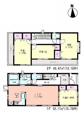 Floor plan. (C), Price 39,900,000 yen, 4LDK, Land area 91.1 sq m , Building area 95.64 sq m