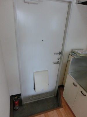 Entrance. Entrance with a shoebox