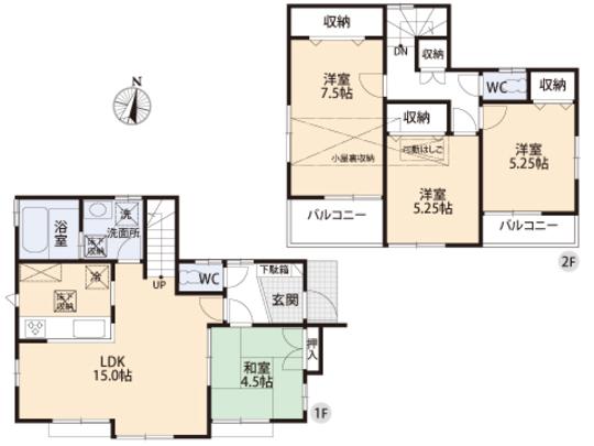 Floor plan. 35,300,000 yen, 4LDK, Land area 95.38 sq m , Building area 90.66 sq m floor plan