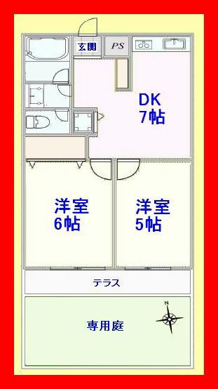Floor plan. 2DK, Price 12.9 million yen, It is the exclusive area of 40.05 sq m 1 floor of the room
