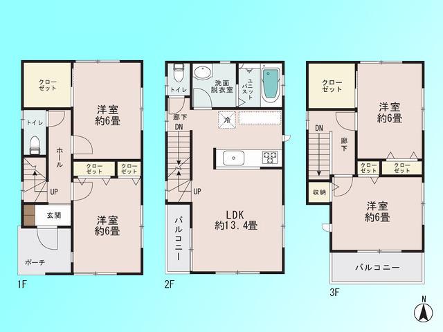 Floor plan. 31.5 million yen, 4LDK, Land area 71.42 sq m , Building area 96.59 sq m
