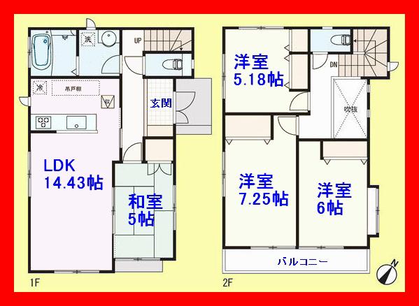 Floor plan. 35,900,000 yen, 4LDK, Land area 93.1 sq m , There is a building area of 92.74 sq m atrium