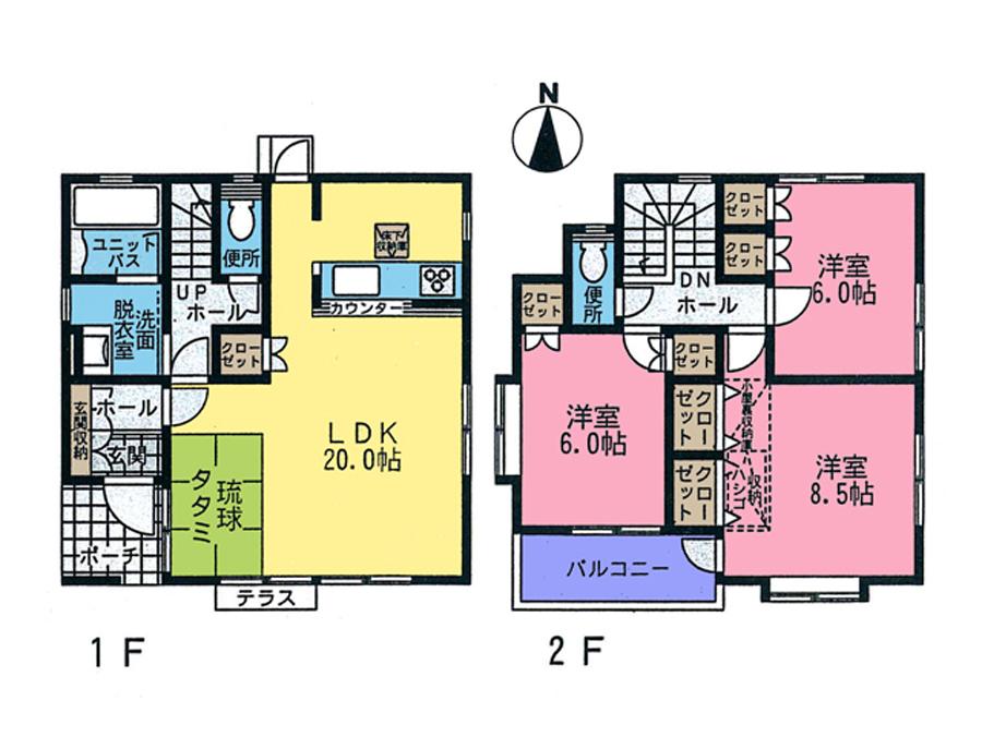 Floor plan. (Building 2), Price 28.8 million yen, 3LDK, Land area 134.96 sq m , Building area 96.88 sq m