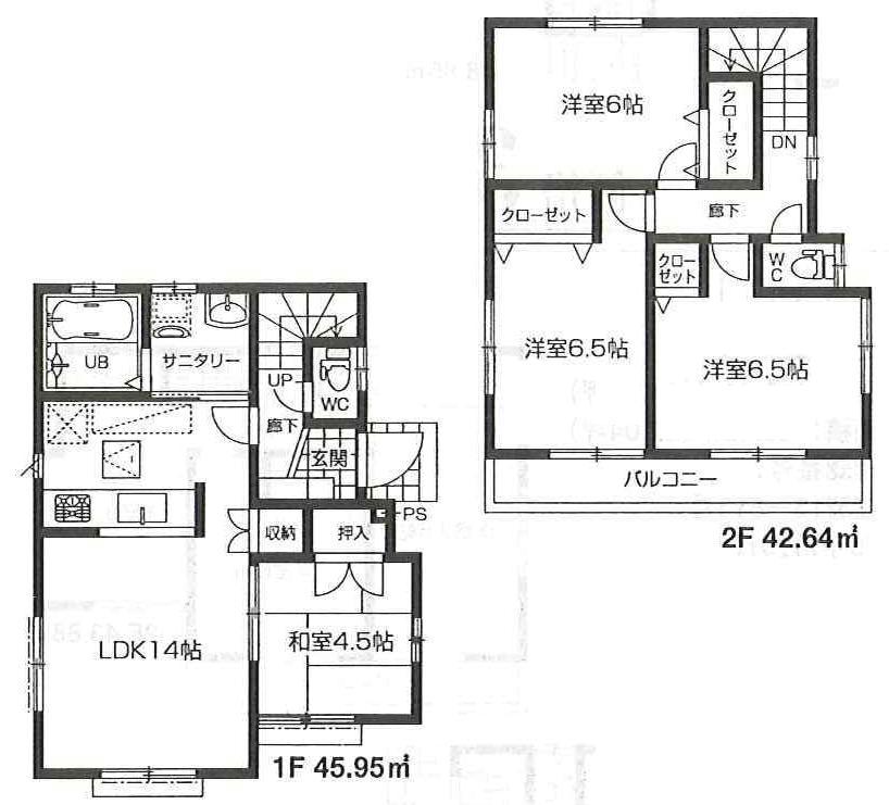 Floor plan. (1 Building), Price 29,800,000 yen, 4LDK, Land area 115.2 sq m , Building area 88.59 sq m