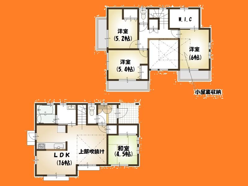 Floor plan. (Building 2), Price 43,800,000 yen, 4LDK, Land area 155.41 sq m , Building area 94.34 sq m