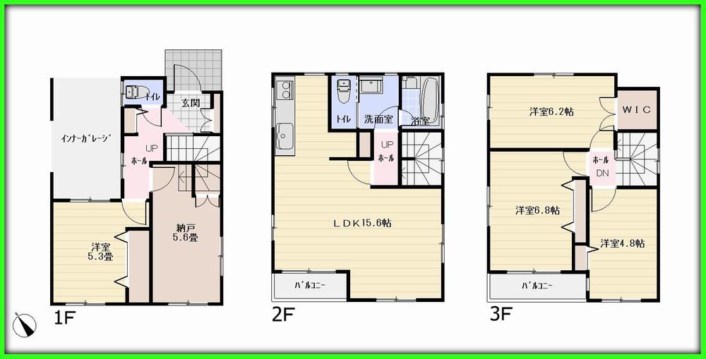 Floor plan. 33,800,000 yen, 4LDK + S (storeroom), Land area 61.38 sq m , Building area 118.4 sq m