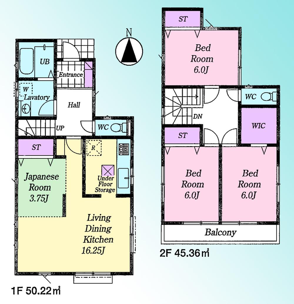 Floor plan. (1 Building), Price 35,800,000 yen, 4LDK, Land area 125.63 sq m , Building area 95.58 sq m