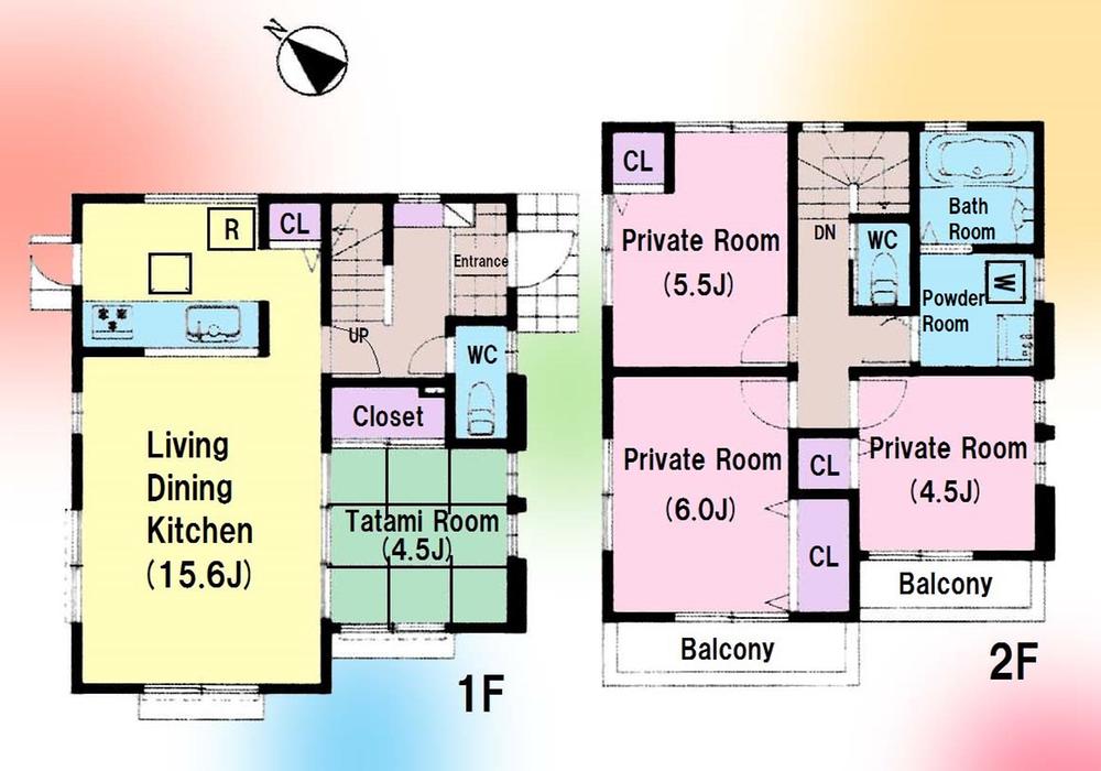 Floor plan. (1 Building), Price 35,800,000 yen, 4LDK, Land area 110.9 sq m , Building area 88.5 sq m