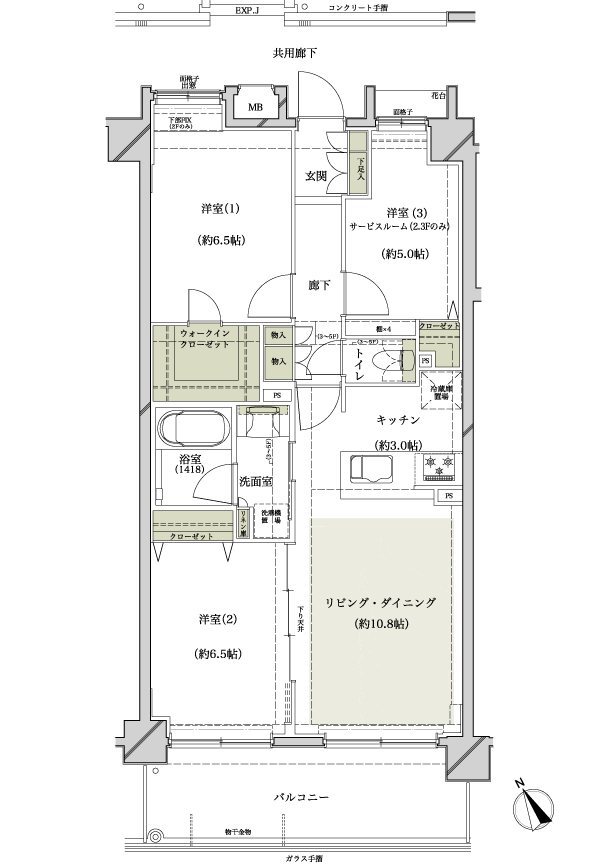 Room and equipment. B type ・ 3LDK+WIC