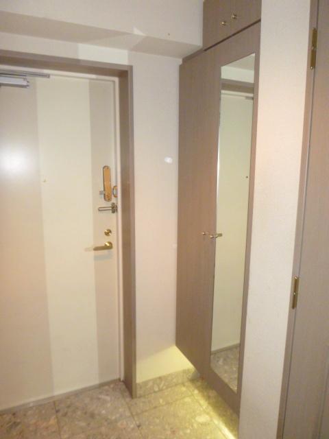 Entrance. Indirect lighting under the shoe box