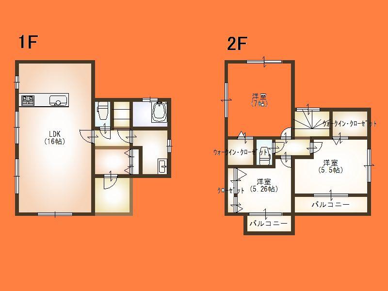 Floor plan. (Building 2), Price 35,800,000 yen, 3LDK, Land area 104.26 sq m , Building area 83.38 sq m