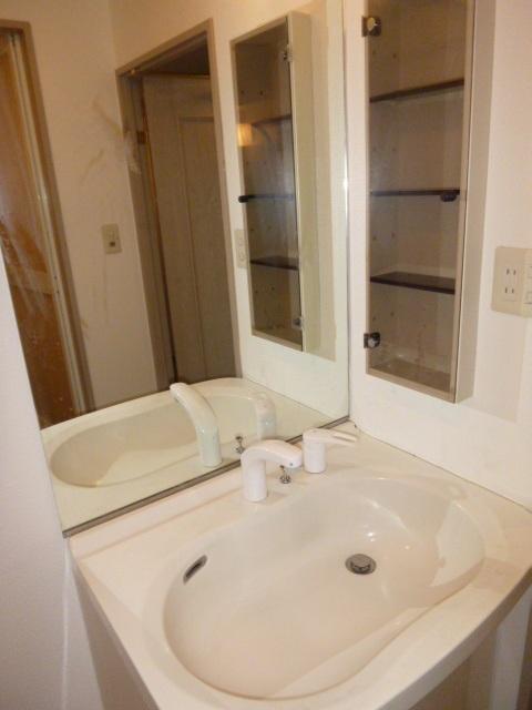 Wash basin, toilet. It was shower head water washing new exchange.