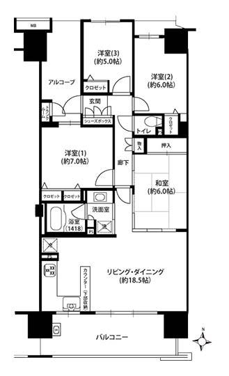 Floor plan. 4LDK, Price 39,500,000 yen, Occupied area 90.02 sq m , Balcony area 13.2 sq m