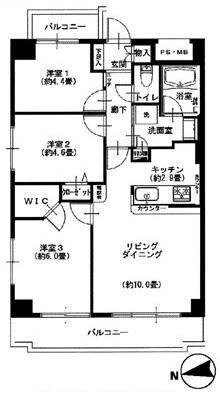 Floor plan. 3LDK, Price 29,900,000 yen, Occupied area 60.84 sq m , Balcony area 9.37 sq m