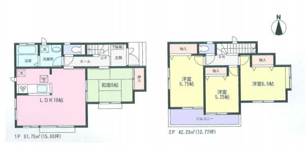 Floor plan. 48,800,000 yen, 4LDK, Land area 97.94 sq m , Building area 93.98 sq m