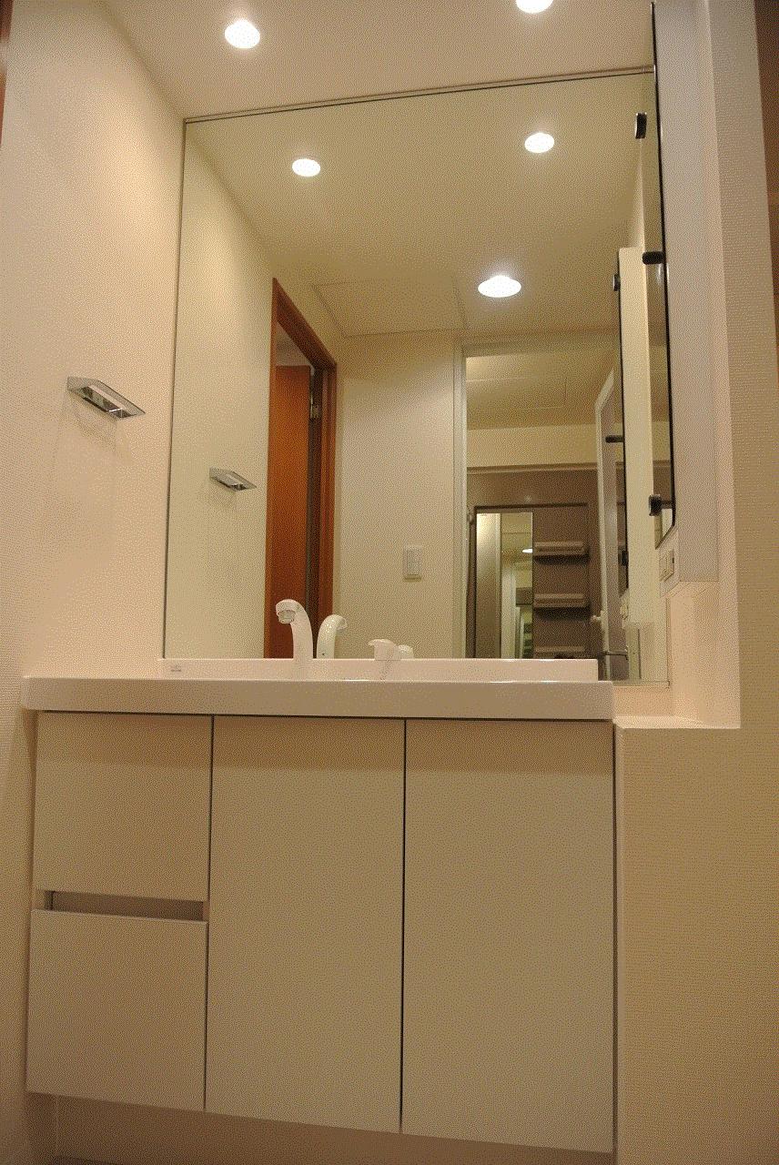 Wash basin, toilet. Bathroom vanity