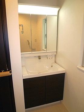 Wash basin, toilet. Bathroom vanity