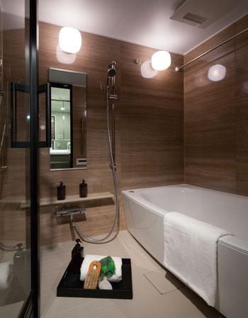 Bathing-wash room.  [Bathroom] Eliminating the bells and whistles, Beautiful bathroom with fancy make with a high degree of accuracy simple.