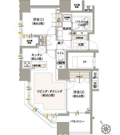 Floor: 2LDK, occupied area: 61.05 sq m, Price: 44,700,000 yen, now on sale