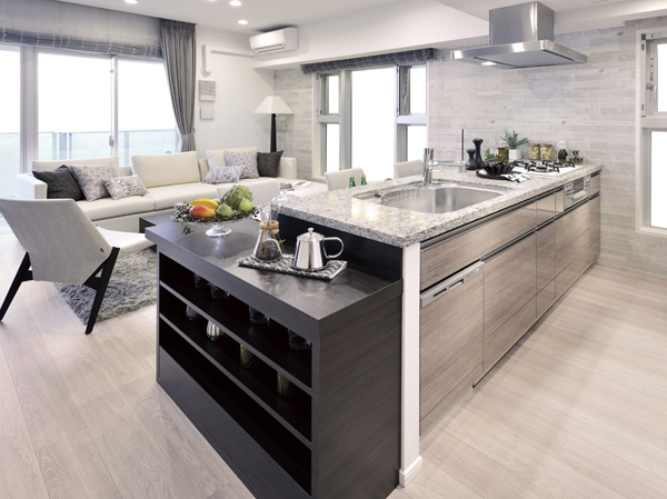 Kitchen.  [KITCHEN] Spacious kitchen work space is secured. Here housework in is a fun time.