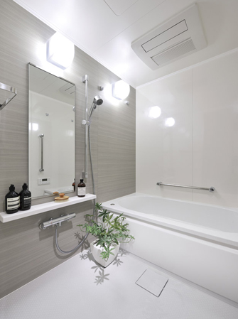 Bathing-wash room.  [BATH ROOM] Hot water-covered and kept warm, Such as reheating it has adopted the Otobasu functions that can be controlled by a single switch.