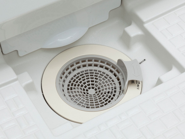 Bathing-wash room.  [Kururin poi drainage port] Well use the remaining water in the bathtub, It generates a vortex flow in the drain trap. Reduce the time and effort of to clean the hair and dust collectively.