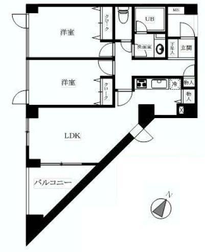 Floor plan. 2LDK, Price 35,500,000 yen, Occupied area 68.19 sq m , Balcony area 9.03 sq m
