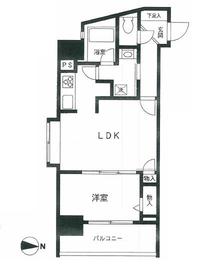 Floor plan. 1LDK, Price 34,800,000 yen, Occupied area 41.07 sq m , Balcony area 6.82 sq m