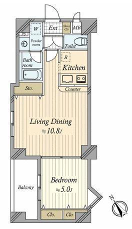 Floor plan. 1LDK, Price 27,980,000 yen, Footprint 41 sq m , Balcony area 5.29 sq m