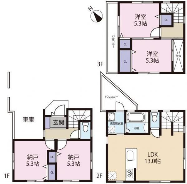 Floor plan. 58,800,000 yen, 4LDK, Land area 61.77 sq m , Building area 90.84 sq m