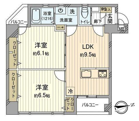 Floor plan. 2LDK, Price 29,900,000 yen, Occupied area 49.58 sq m , Balcony area 3.82 sq m Entrance before