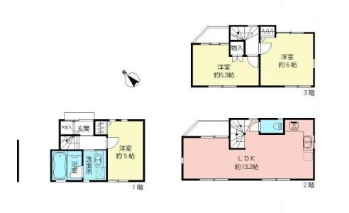 Floor plan. 47,900,000 yen, 3LDK, Land area 40.96 sq m , Building area 73.46 sq m