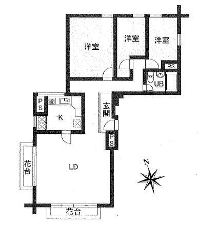 Floor plan. 3LDK, Price 49,800,000 yen, Occupied area 97.44 sq m
