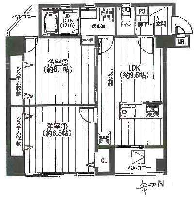 Floor plan. 2LDK, Price 29,900,000 yen, Occupied area 49.58 sq m , Balcony area 3.82 sq m
