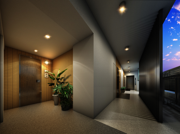 Buildings and facilities. Shared corridor Rendering CG