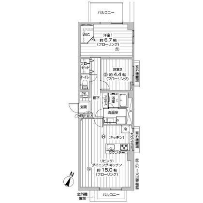 Floor plan. 2LDK, Price 26,800,000 yen, Occupied area 61.88 sq m , Balcony area 7.36 sq m Floor