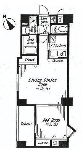 Floor plan. 1LDK, Price 28,980,000 yen, Footprint 41 sq m , Balcony area 5.29 sq m