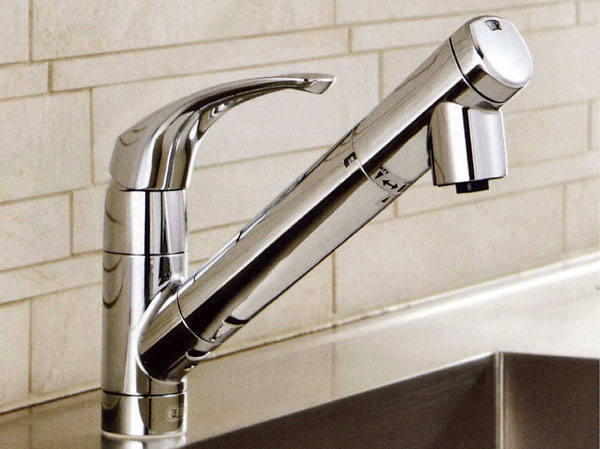 Kitchen.  [Faucets] Water purifier integrated faucet with a built-in water purification cartridge to the head portion. Replacement of the cartridge can also be comfortably. further, Very active in the cleaning of every corner of the sink in the flexible hose.