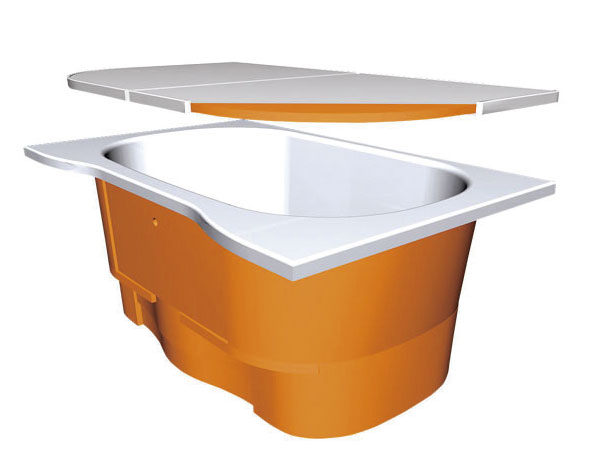 Bathing-wash room.  [The new tub (high thermal insulation bathtub specification)] Hard to cool even after a long period of time, High insulation insulation structure. It will lead to savings & CO2 reduction of utility costs. (Warm bath conceptual diagram)