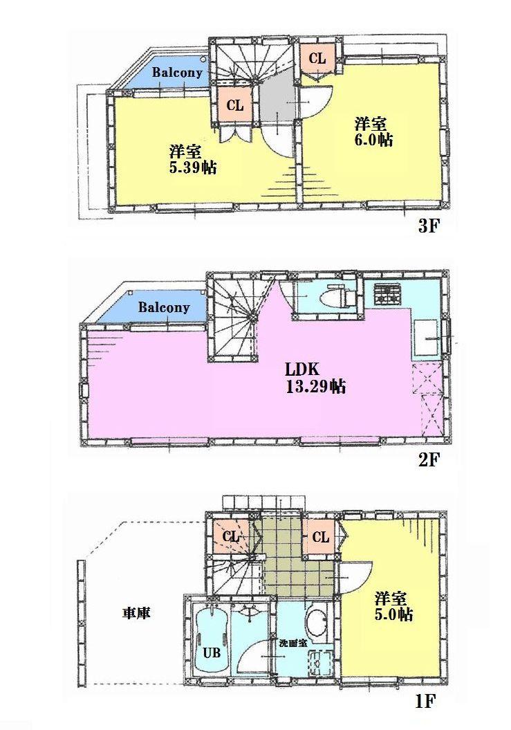 Floor plan. 47,900,000 yen, 3LDK, Land area 40.96 sq m , Building area 73.46 sq m