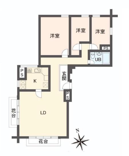 Floor plan. 3LDK, Price 49,800,000 yen, Occupied area 97.44 sq m