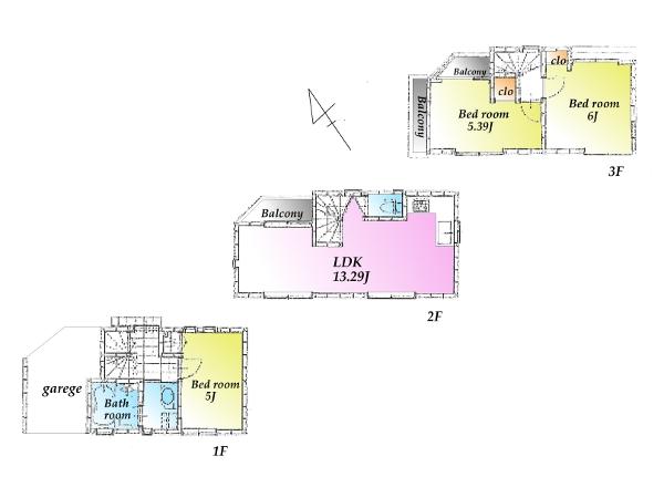 Floor plan. 47,900,000 yen, 3LDK, Land area 40.96 sq m , Building area 73.46 sq m