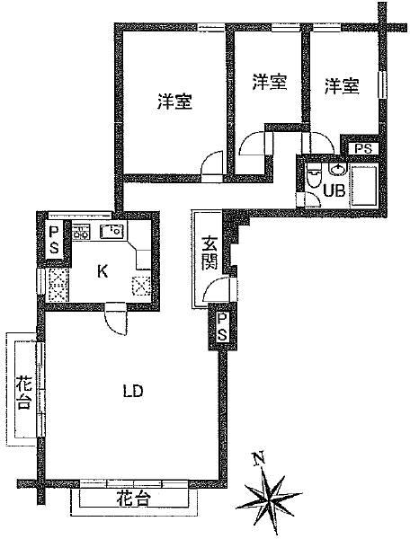 Floor plan. 3LDK, Price 49,800,000 yen, Occupied area 97.44 sq m