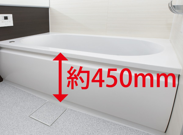 Bathing-wash room.  [Low-floor type unit bus] Suppress the straddle sales to bath to about 450mm, Steps of the entrance was also as much as possible resolved, It has adopted a unit bus of the low-floor design. further, Installing a handrail on the wall. Corresponding to the aging society can and out of the bathtub while caught in the handrail, Is a specification-friendly people. Since the tub edge is wide puts sitting at the time of bathing.