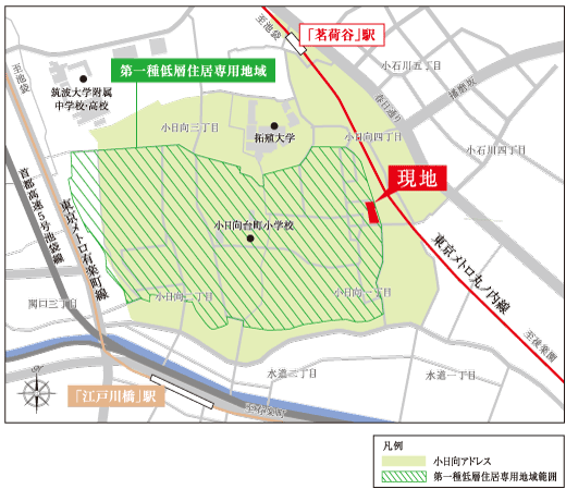 Surrounding environment. The same properties that the birth of the first kind low-rise exclusive residential area. In the first kind low-rise exclusive residential area, Such as the height of the building is limited, It has a good living environment is maintained. (First-class low-rise exclusive residential area view)