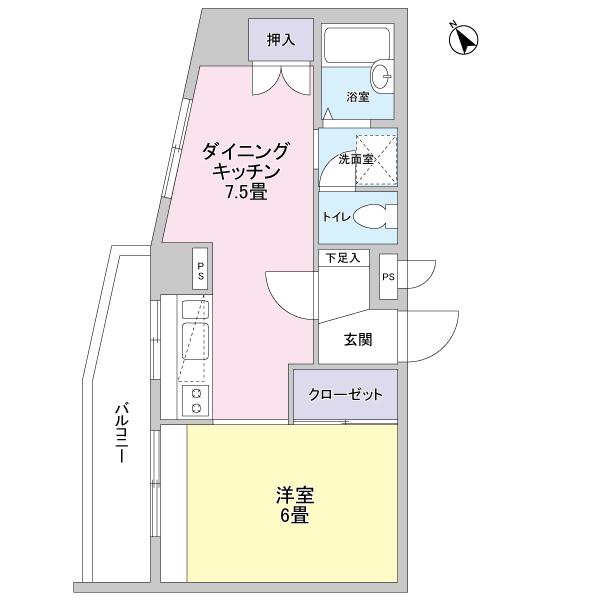 Floor plan. Price 16.8 million yen, Occupied area 32.89 sq m , Balcony area 5.44 sq m