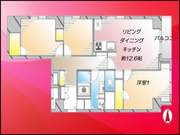 Floor plan. 3LDK, Price 39,800,000 yen, Occupied area 76.42 sq m , Balcony area 2.8 sq m