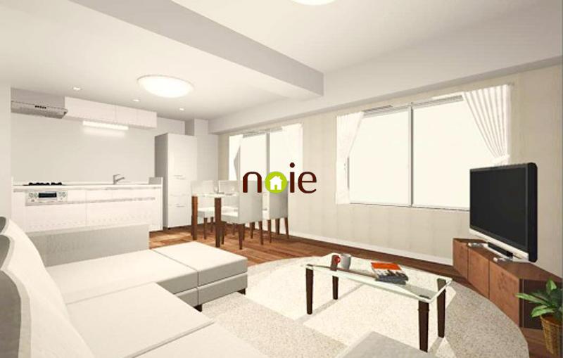 Living. It will be the completion of construction image Bath.  ◆ Plug plenty of bright sunlight from the window. Also through fresh wind, Open space is place of recreation and relaxation for family.  ◆ Accent of wall-to-wall cross