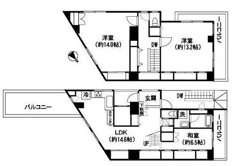 Floor plan. 3LDK, Price 59,800,000 yen, Footprint 132.17 sq m , Balcony area 15.12 sq m
